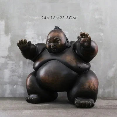 Abstract Japanese Sumo Resin Figurine – Retro Art Sculpture for Home Décor