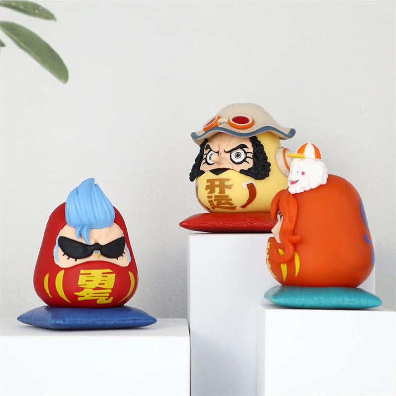 6cm Chibi One Piece Daruma Figures – Nika Luffy, Zoro, Sanji, Nami | Q-Version Anime PVC Model Toys, Cute Car Ornaments & Collectibles