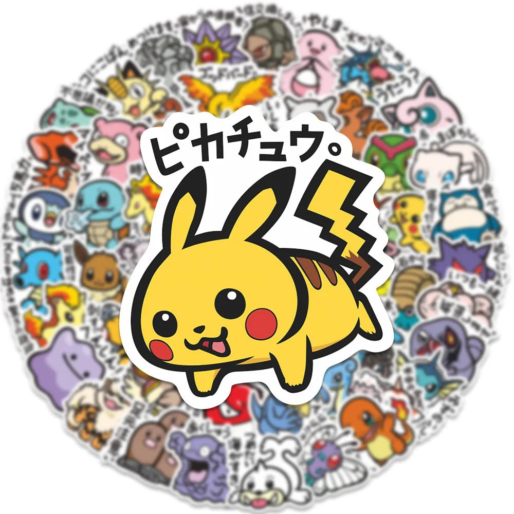  56 piece kawaii cartoon sticker set with colorful Japanese-style designs