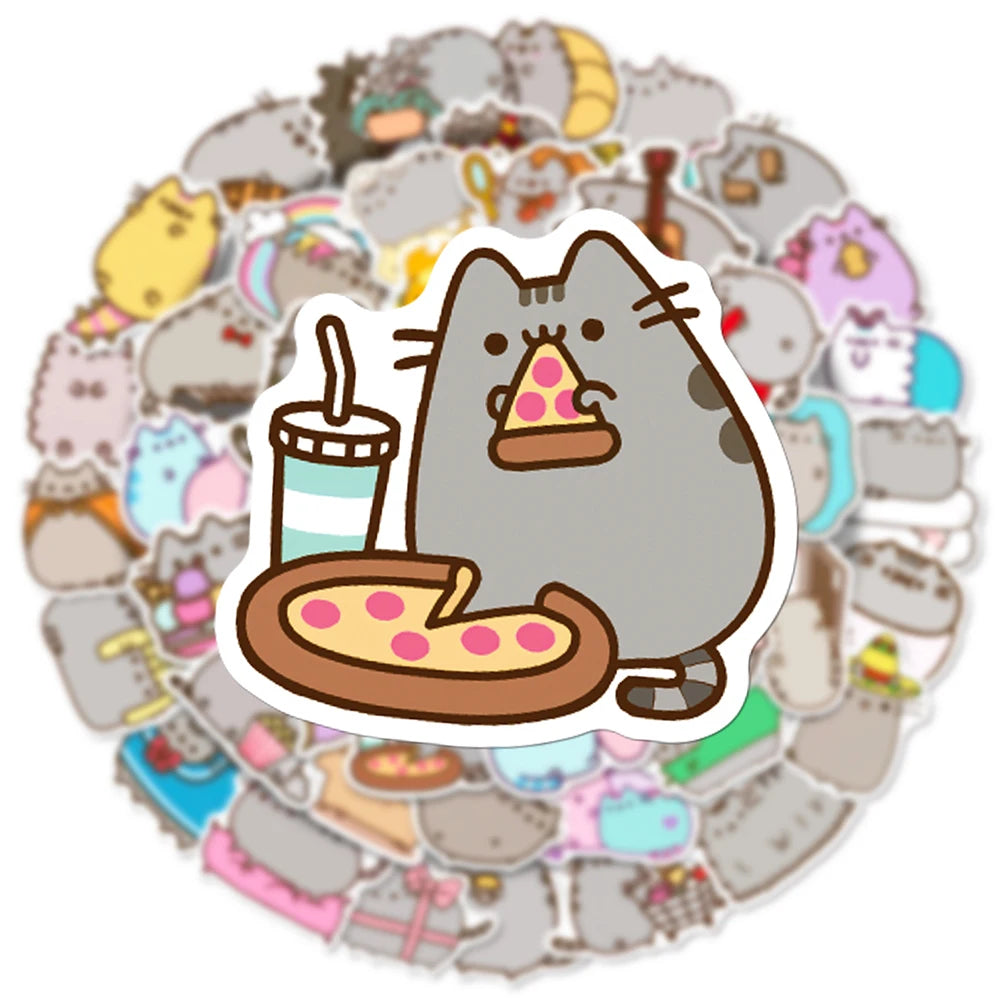Cute chubby cat waterproof sticker set for kids and cat lovers