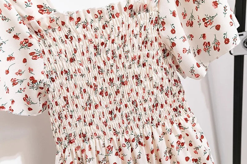 Spring & Summer Floral Chiffon Midi Dress – Light, Flowy & Feminine