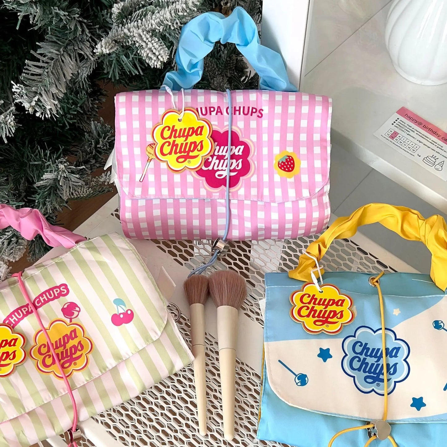 Ladies' Detachable Makeup Bag – 3-in-1 Portable Folding Storage Handbag with Bright & Playful Candy-Inspired Design