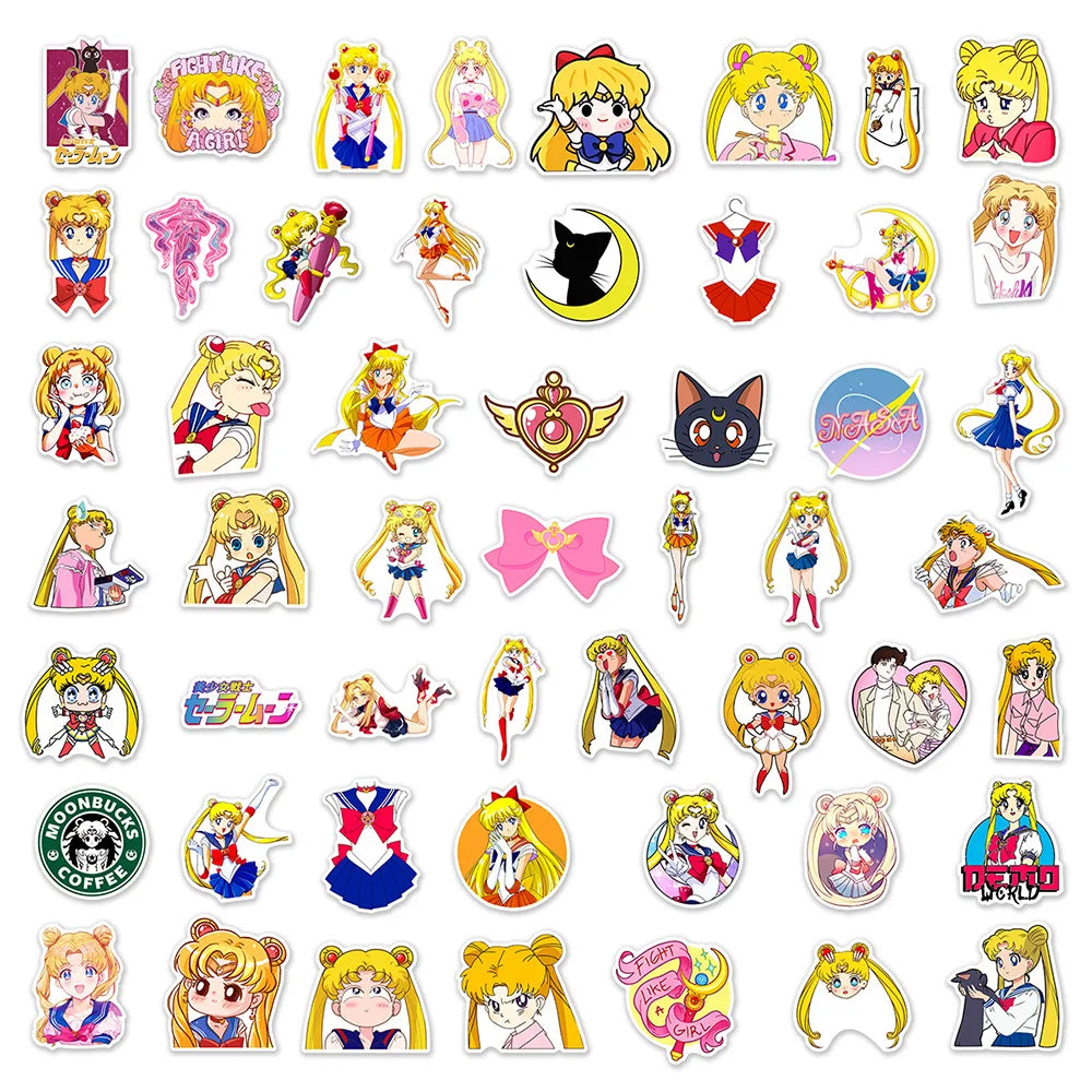 Sailor Moon Chibi Moon Luna Artemis anime aesthetic stickers