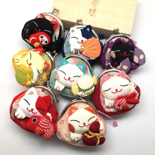 Japanese Maneki Neko coin purse cute lucky cat mini wallet