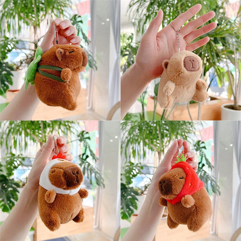 Cute capybara plush keychain kawaii animal bag charm soft key ring