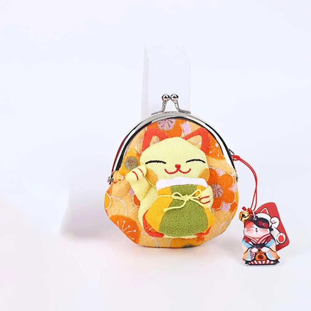 Japanese Maneki Neko Fortune Cat Coin Purse – Cute Lucky Cat Mini Wallet Pouch