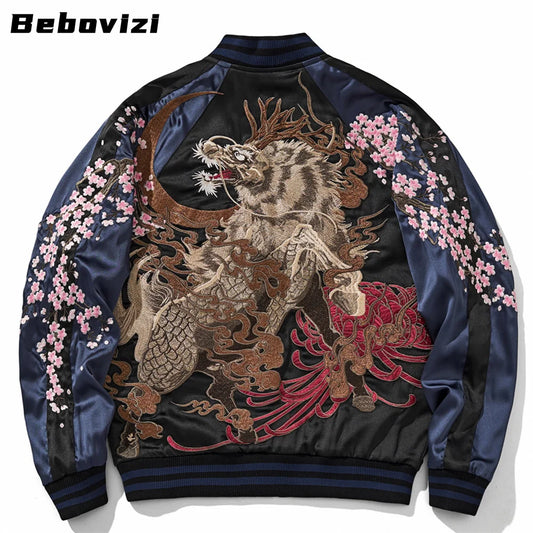 Japanese Dragon Embroidered Jacket Front View