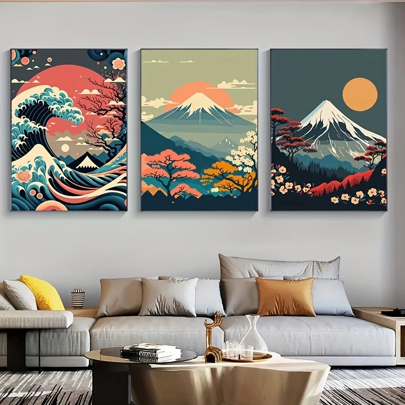 Japanese Nature Landscape Canvas Wall Art – Modern Living Room Prints & Posters