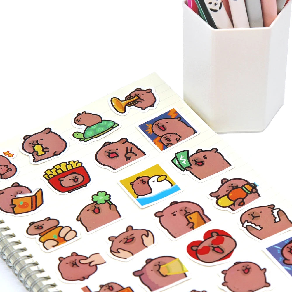 Capybara stickers pack cute cartoon waterproof vinyl decals 10 50 100 pcs