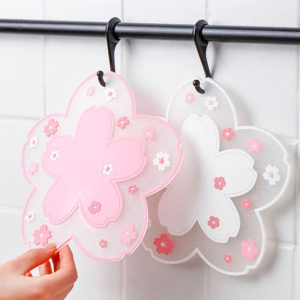 Cherry Blossom Silicone Cup Coaster – Sakura Non-Slip Heat Resistant Mug Mat, Japanese Kawaii Coffee Tea Coaster, Cute Desk Kitchen Table Decor