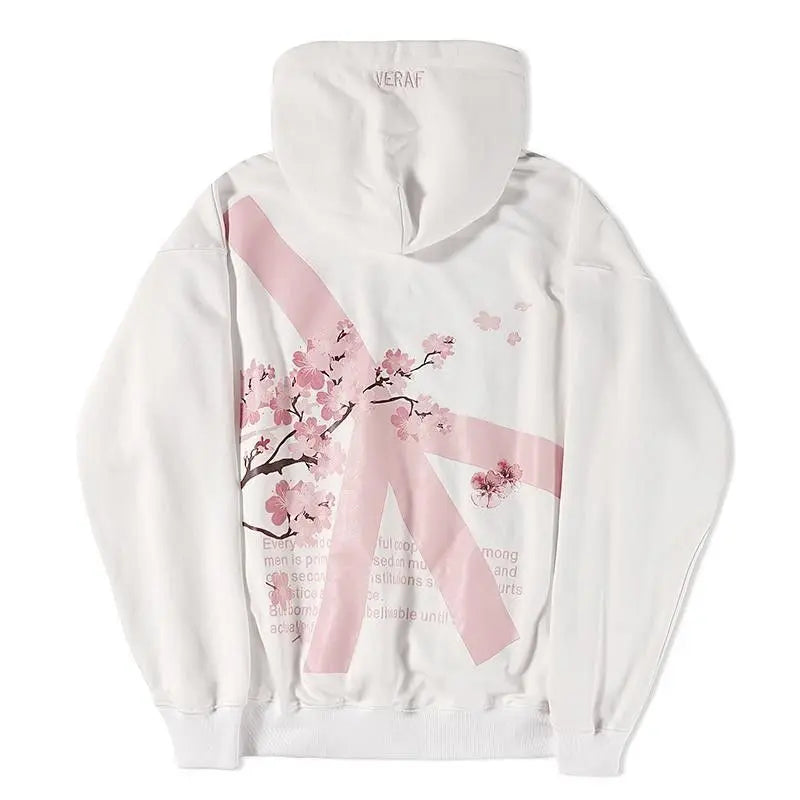 Sakura Hoodie Y2K Oversized Sweatshirt – Unisex Hip Hop Streetwear Hoodie with Sakura Print and Bold Letters for Men & Women