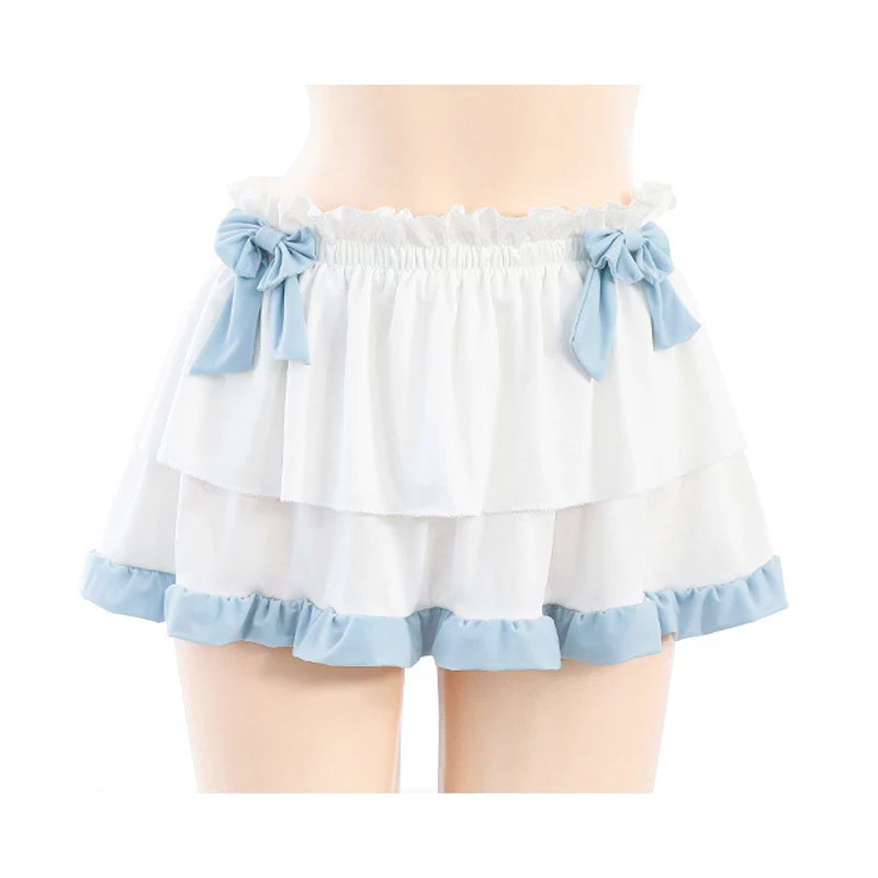 Sailor Dream Ruffle Set – White & Baby Blue (Japan-Inspired Loungewear)