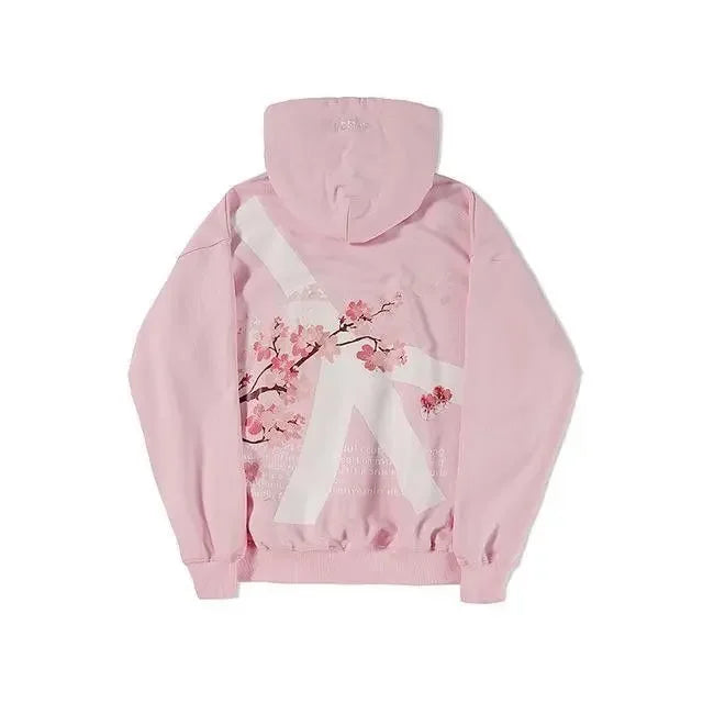 Sakura Hoodie Y2K Oversized Sweatshirt – Unisex Hip Hop Streetwear Hoodie with Sakura Print and Bold Letters for Men & Women