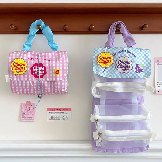 Ladies' Detachable Makeup Bag – 3-in-1 Portable Folding Storage Handbag with Bright & Playful Candy-Inspired Design