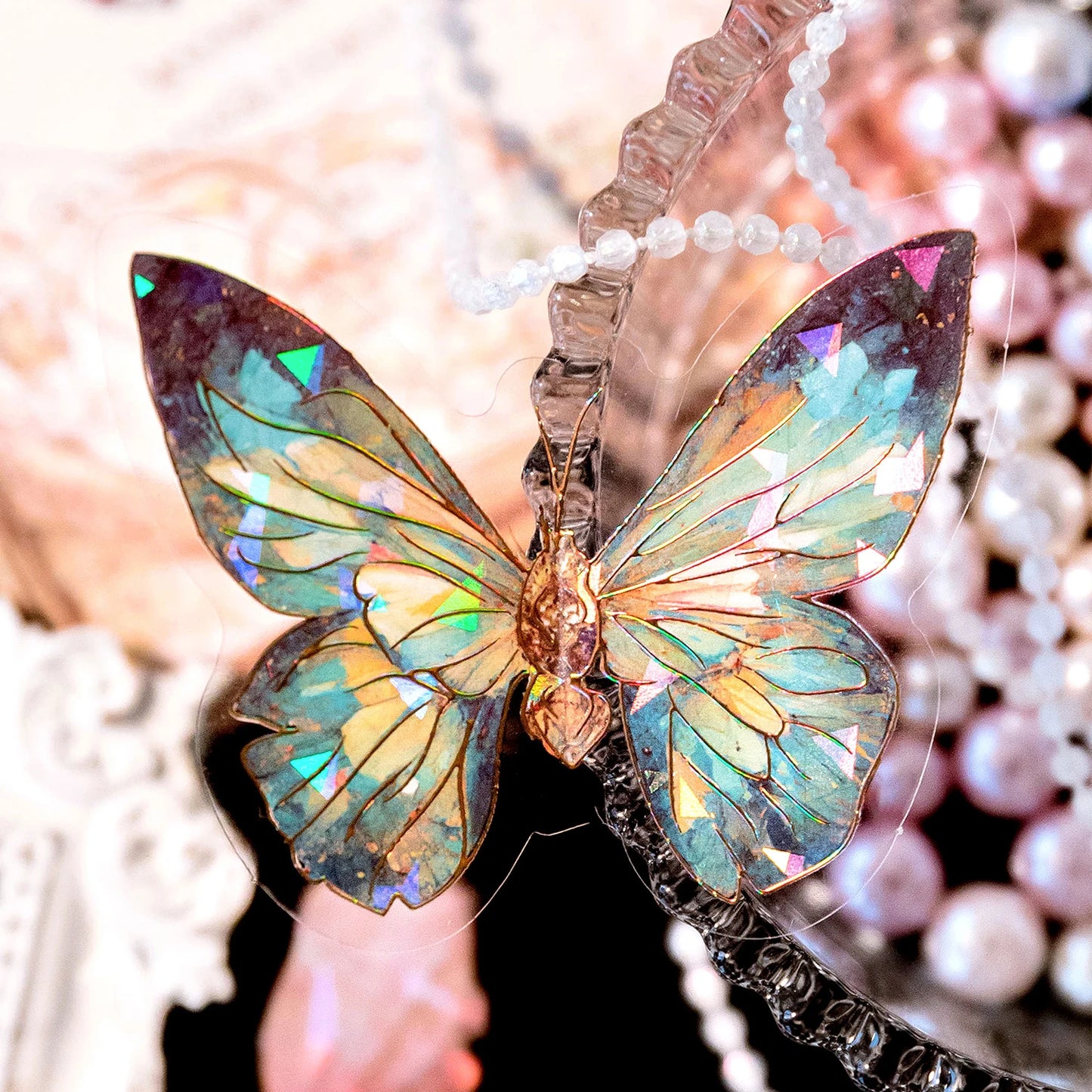 20PCS Aesthetic Laser Butterfly Stickers | Shiny Holographic Scrapbooking & Phone Decor