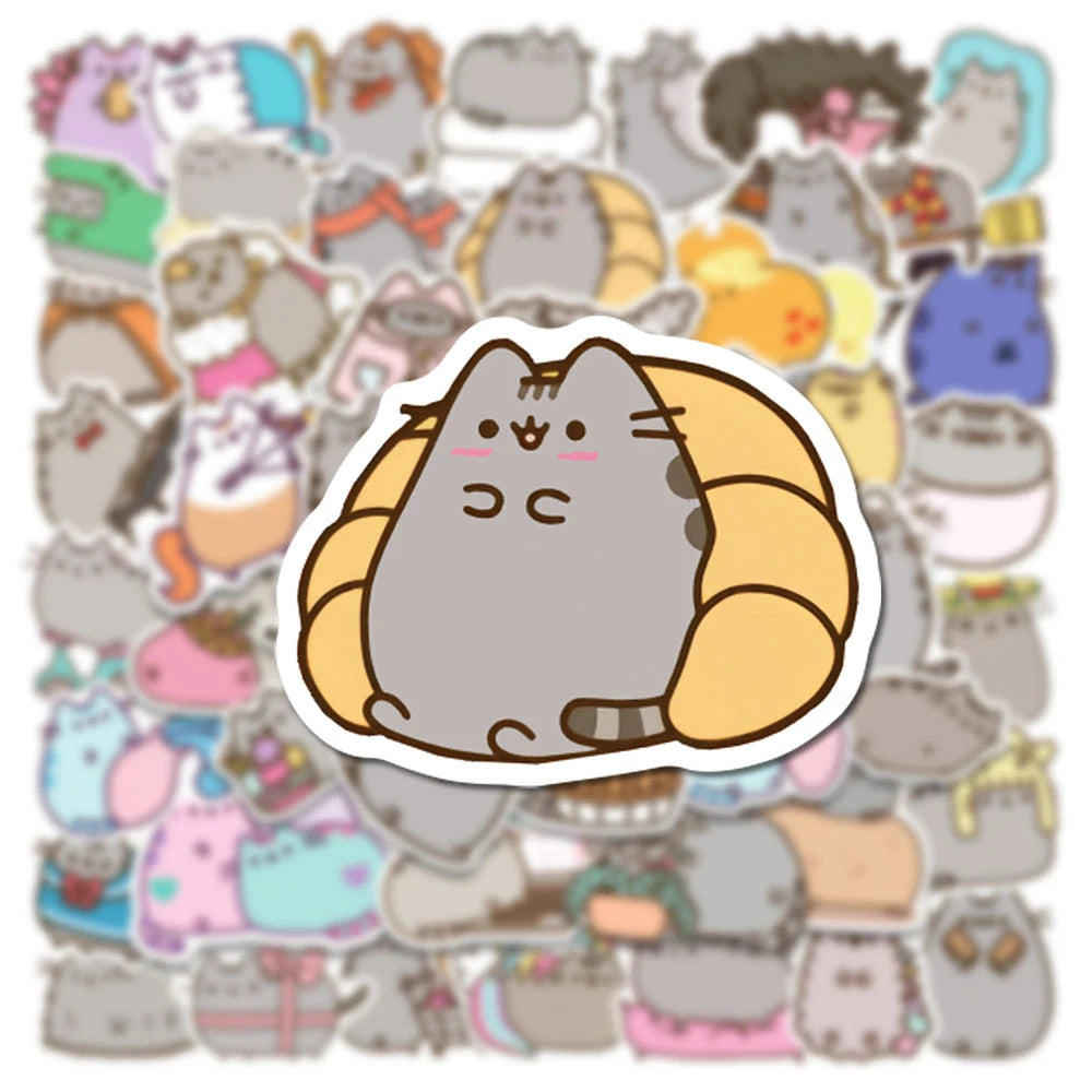 50PCS kawaii chunky cat stickers for phone, laptop, and notebook