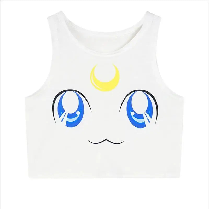 Harajuku Sailor Cat Micro Crop Top Front View – Sexy Anime Vest