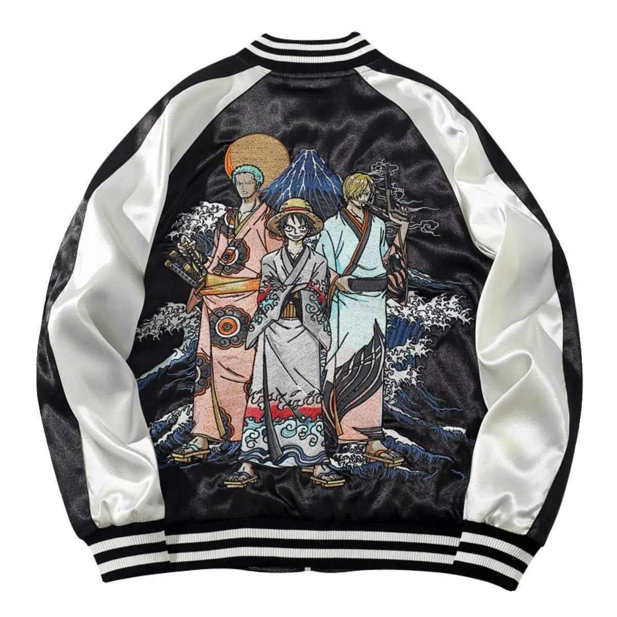 one piece japanese anime embroidered sukajan jacket unisex satin skajan souvenir jacket