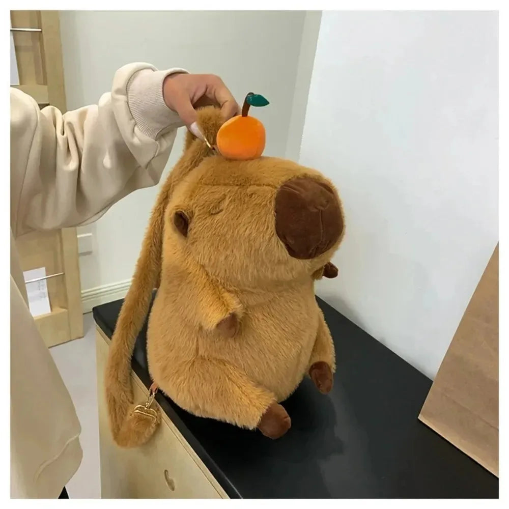 Capybara Plush Backpack – Kawaii Fashion Stuffed Animal Bag Plushie Doll