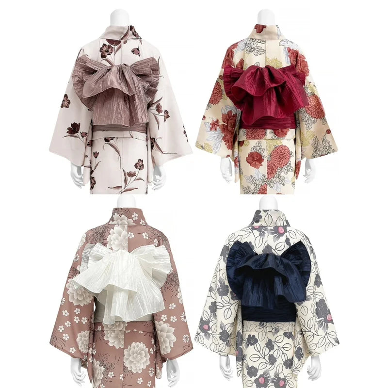 Japanese Kimono Obi Belt – Solid Pleated Soft Bow Tie Yukata Geisha Waist Belt for Women Cosplay, Party, and Traditional Dressing”