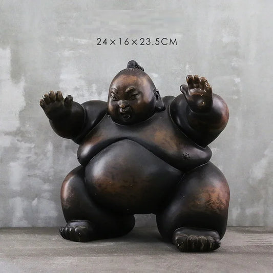 Japanese Sumo Figurine Resin Sculpture Home Décor