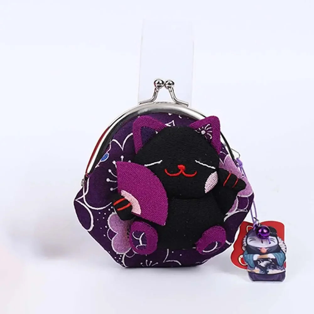 Japanese Maneki Neko Fortune Cat Coin Purse – Cute Lucky Cat Mini Wallet Pouch