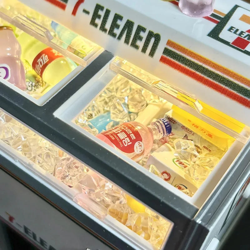 Mini 711 Small Freezer Toy Fridge Magnet – Japanese Kawaii Refrigerator Decor for Kitchen, Office, or Locker