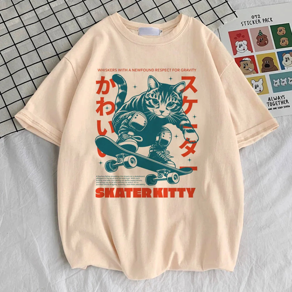 Japanese cat T-shirt with cute kawaii cat graphic design
