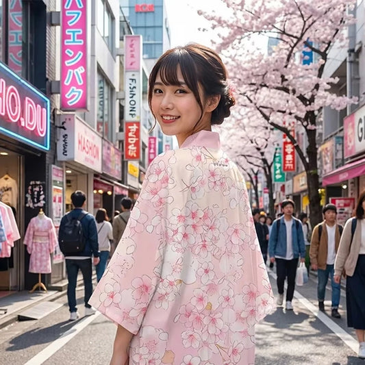 Japanese cherry blossom kimono cardigan unisex haori jacket