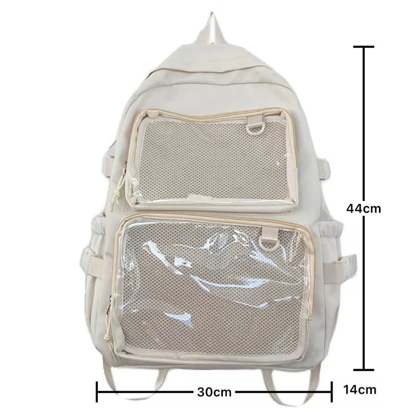 Japanese Ita Backpack – Transparent Kawaii School Bag for Girls | Nylon Anime Pin Display Bag for College & Cons