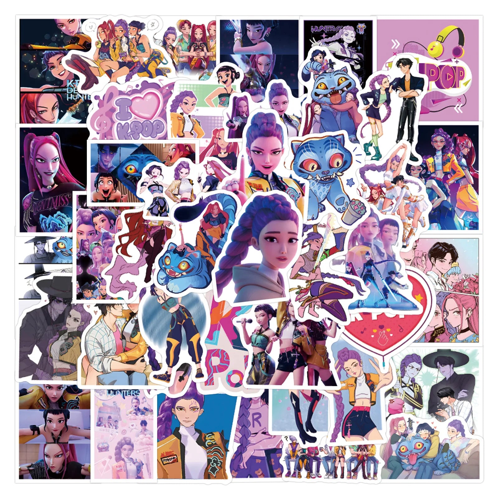 55 Anime & K-Pop Demon Hunter Stickers | Waterproof DIY Stickers for Scrapbooks & Gear