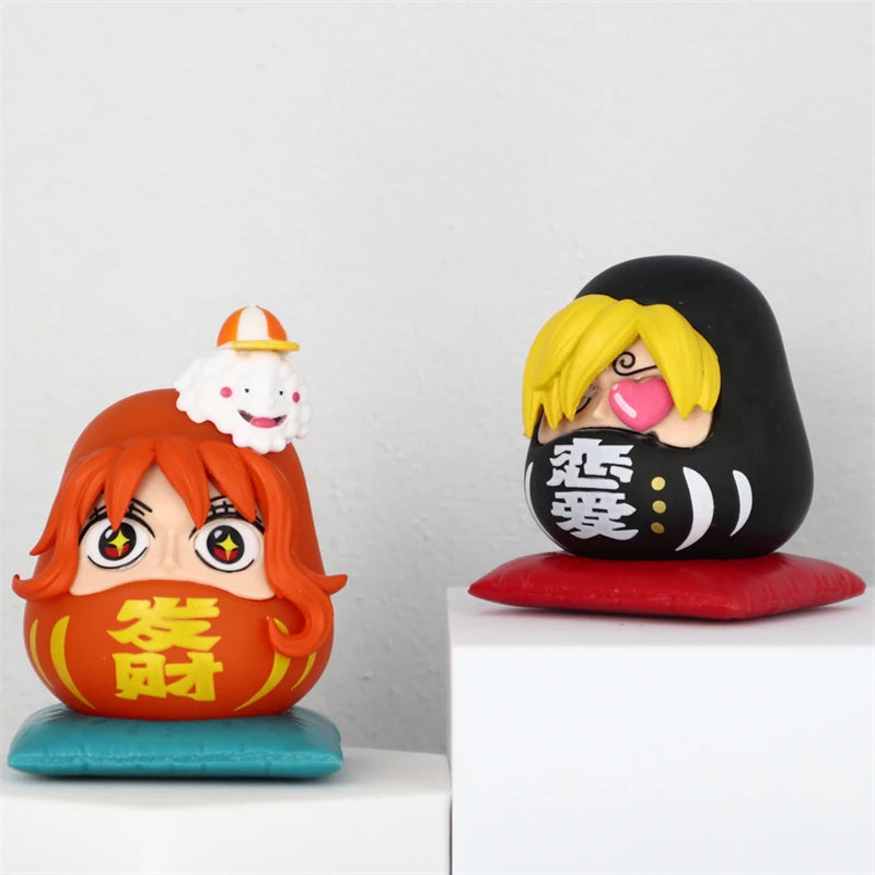 6cm Chibi One Piece Daruma Figures – Nika Luffy, Zoro, Sanji, Nami | Q-Version Anime PVC Model Toys, Cute Car Ornaments & Collectibles