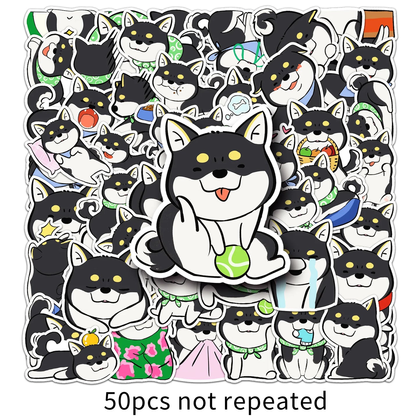 50-Piece Shiba Inu Sticker Pack | Cute Waterproof Dog Stickers