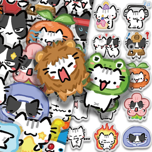 54Pcs kawaii cat stickers for phone, laptop, notebook, and skateboard