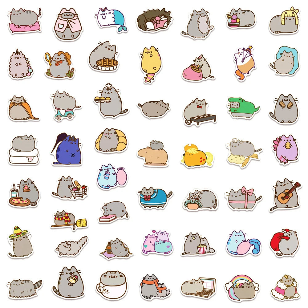 50PCS Kawaii Chunky Cat Stickers | Cute Aesthetic Waterproof Decals for Phone, Laptop & Scrapbooking