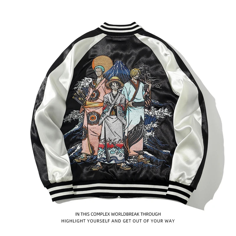 Japanese Anime Embroidered Sukajan Jacket – Unisex Satin Skajan Souvenir Jacket