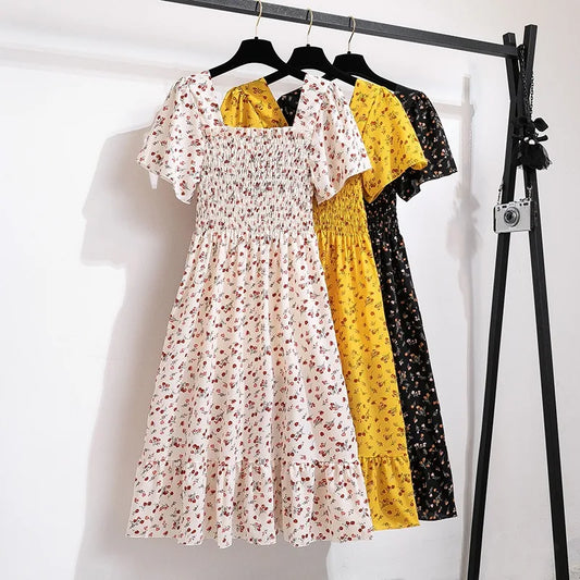 Spring & Summer Floral Chiffon Midi Dress – Light, Flowy & Feminine