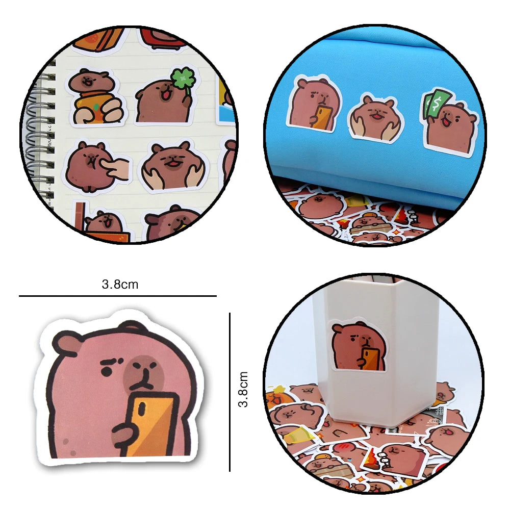 Cute capybara cartoon sticker designs waterproof vinyl decal set