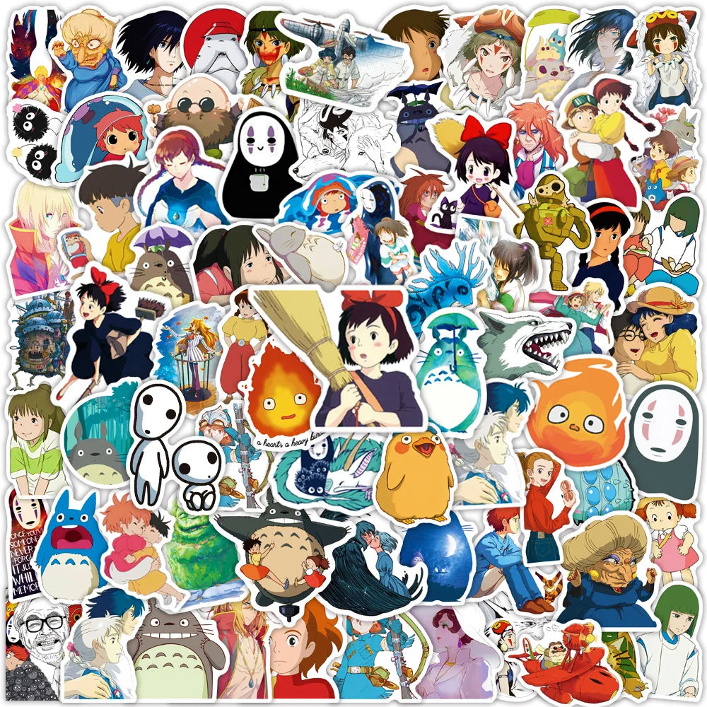 100pcs Japanese Cartoon Anime Stickers – Cute Vinyl Decals for Laptop, Skateboard, Helmet, Motorcycle & DIY Decoration