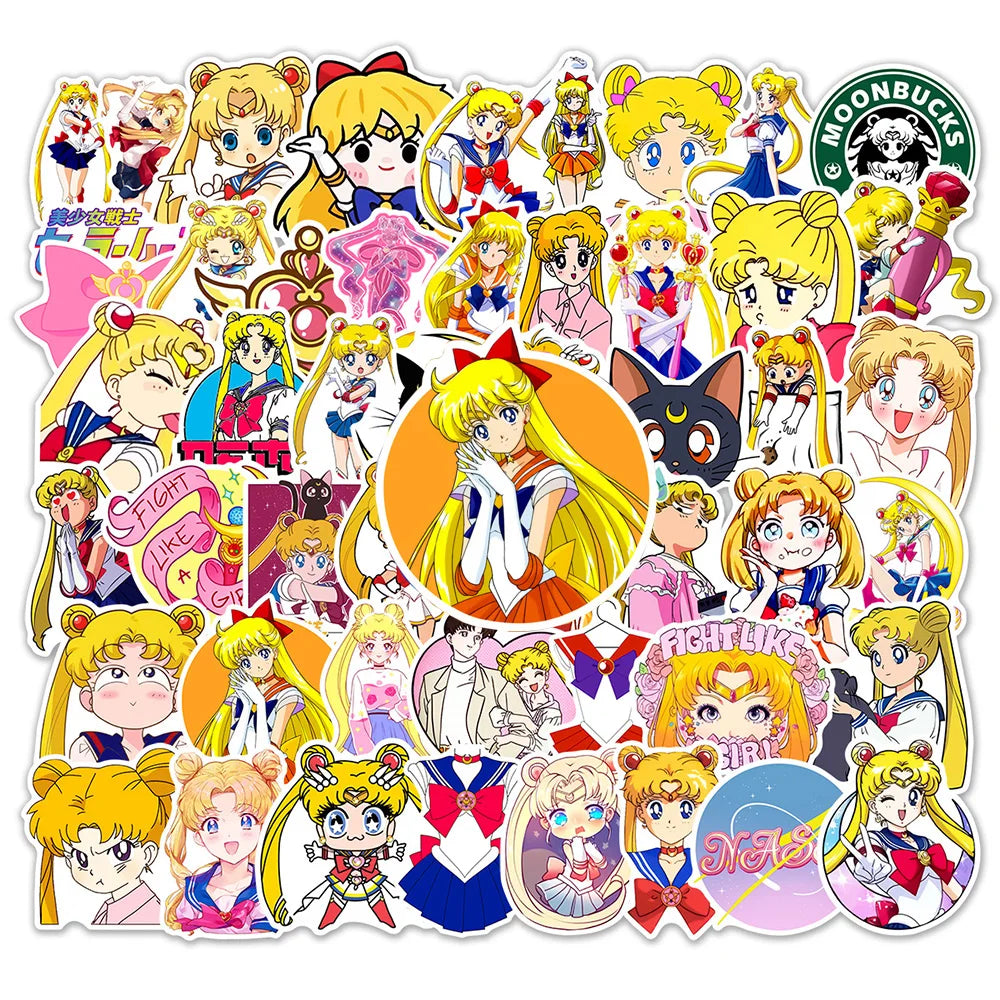 Sailor Moon Chibi Moon Luna Artemis anime aesthetic stickers