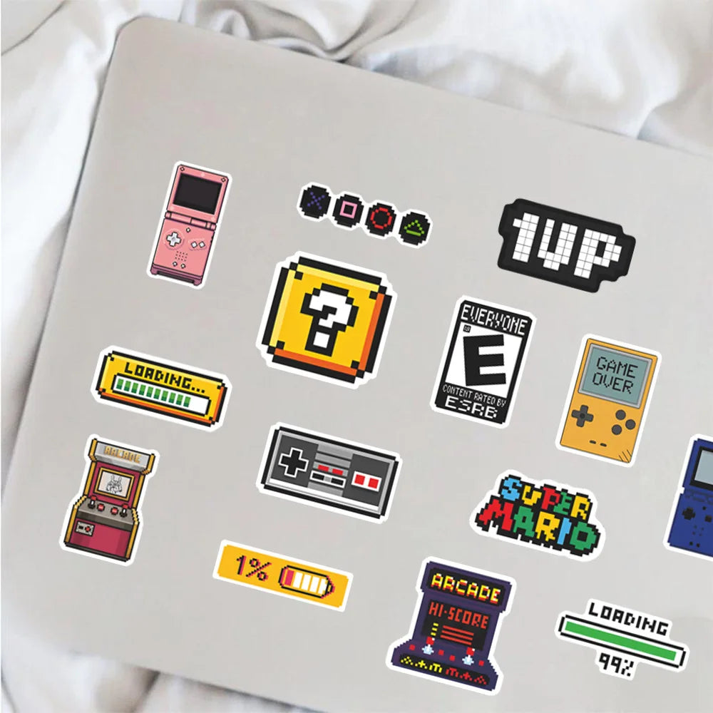 50PCS Retro Gaming Stickers Pack | Classic Game Console & Cartoon Decals for Laptop, Skateboard, Car, Motorcycle, Helmet, Water Bottle | Gamer Aesthetic Vinyl Stickers