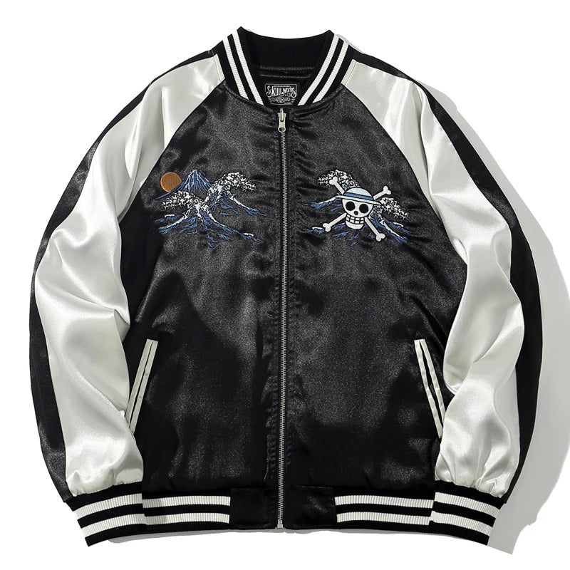 one piece japanese anime embroidered sukajan jacket unisex satin skajan souvenir jacket