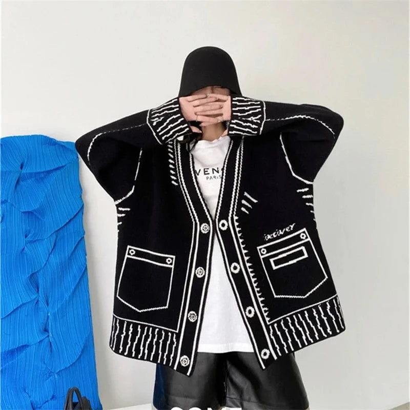 Fashionable long sleeve graffiti cardigan for women