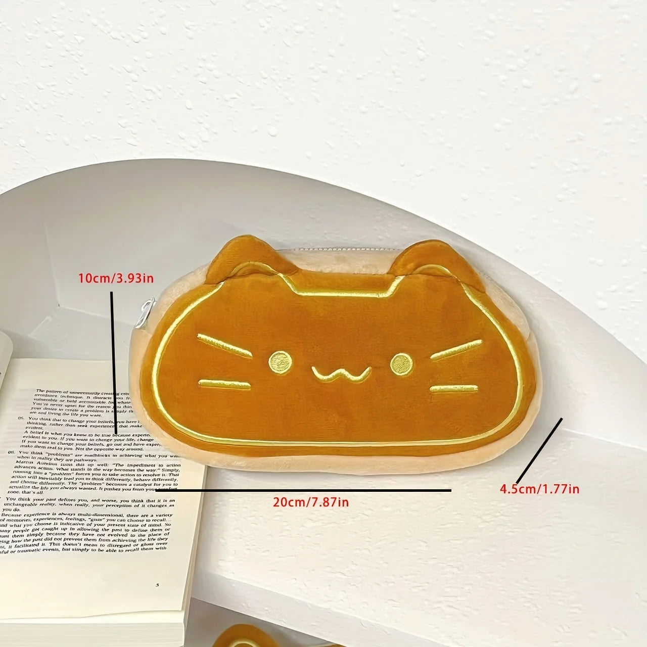 Caramel Cat Plush Pen Case – Large Capacity Pencil Pouch for Kids & Students