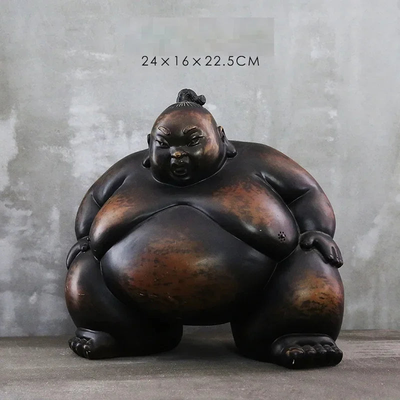 Abstract Japanese Sumo Resin Figurine – Retro Art Sculpture for Home Décor