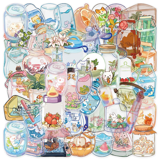 50pcs kawaii Japanese cartoon glass cup stickers for DIY crafts