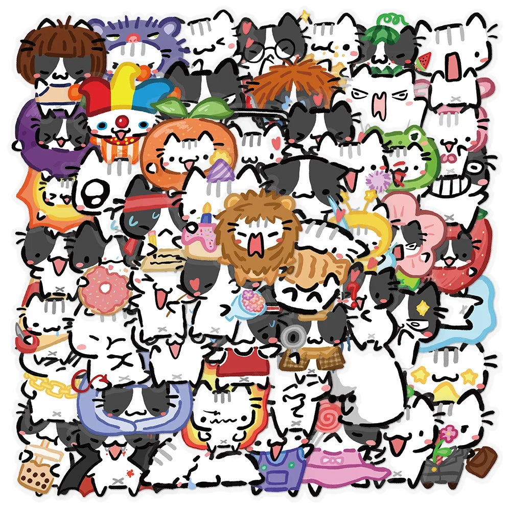 54Pcs Kawaii Cat Stickers | Waterproof Transparent Decals for Phone, Laptop, Skateboard & Notebook