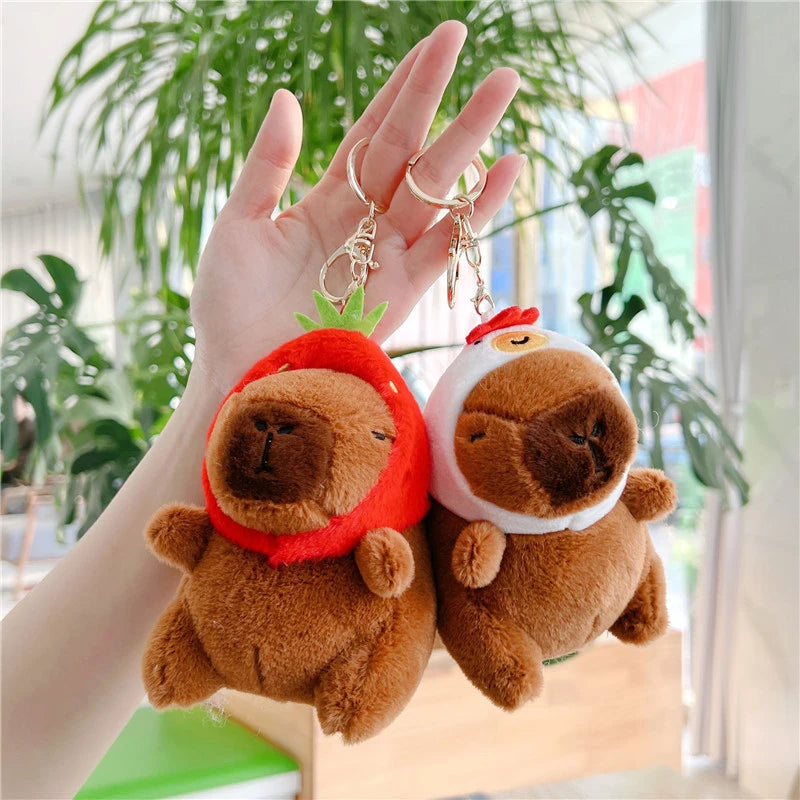 Cute capybara plush keychain kawaii animal bag charm soft key ring