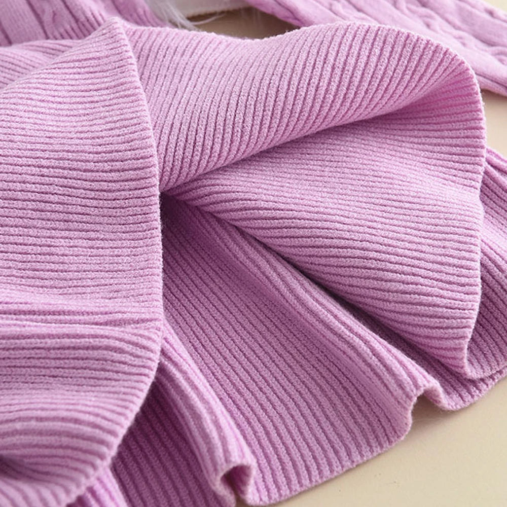 Girls Winter Knit Sweater Dress (3T–7T) – Long Sleeve Ruffle Princess Outfit | Matching Sister Dresses