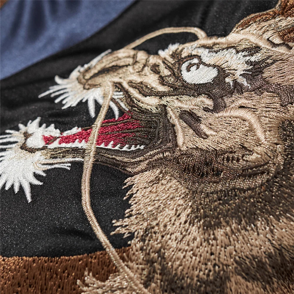 Japanese Dragon Embroidered Jacket | Unisex Streetwear Bomber | Retro Sukajan Style